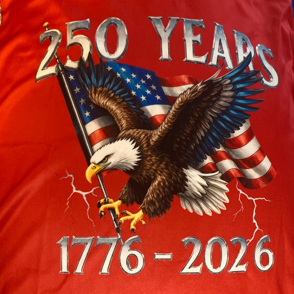 Patriotic Eagle Graphic V-Neck Tee - 250 Years Red - Picture 4 of 11